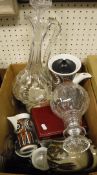 A box of various china wares including a Portmeirion pottery "Variations" coffee service,