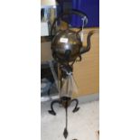 A circa 1900 copper kettle on iron stand in the Art Nouveau taste