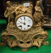 A late 19th Century German walnut cased mantle clock with eight day movement and a 19th Century