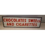A mid 20th Century lightbox sign inscribed "Chocolates,