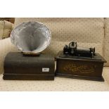 An early 20th Century Edison Standard Phonograph Model B, with aluminium horn (tired),