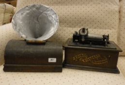 An early 20th Century Edison Standard Phonograph Model B, with aluminium horn (tired),