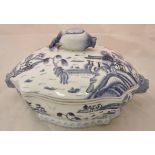 A Chinese blue and white terrine and cover,