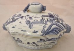 A Chinese blue and white terrine and cover,