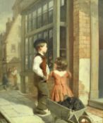 WILLIAM THOMAS RODEN "Pie Shop Digbeth, B'ham" study of boy and girl outside a shop window,