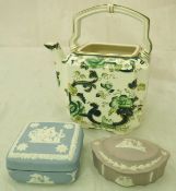 Four pieces of pale blue Wedgwood jasperware,