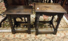 Two joint oak stools in the 17th Century manner