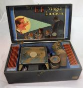 A boxed "The E.P. Magic Lantern" the lantern itself bearing medallion stamped "Standard E.P.