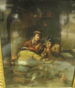 AFTER DAVID TENIERS "Toppers in an Inn interior smoking clay pipes" oil on panel,
