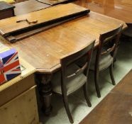 Victorian mahogany extending dining table together with two extra leaves and winder on carved and