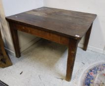 A Victorian farmhouse table the mahogany top on a pitch pine base