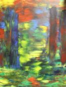 FRANCES BILDNER "The Clearing", an abstract study, oil on canvas, unsigned,