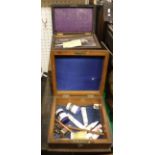 A 19th Century rosewood and brass bound writing slope and three other various wooden boxes and