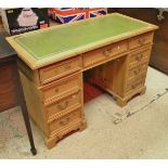 Modern pine double pedastal desk