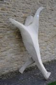 A white painted fibreglass figure of a running man in the Modernist manner, artist unknown,