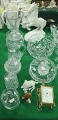 A quantity of various cut glassware to include jars and covers, vase, bowls, jug etc.