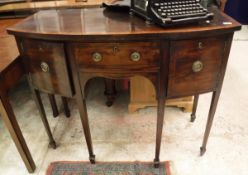 A 19th Century mahogany and cross banded, bow fronted sideboard with slim drawer,