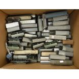 A box containing a large collection of Märklin HO gauge tin plate rolling stock,