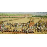 MUGHAL SCHOOL "Procession of Sha Jahan outside a fort",