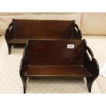 Two circa 1900 mahogany book troughs