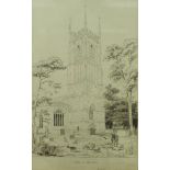 CHARLES WICKS "Wotton under Edge church Gloucestershire" pen and ink and wash signed lower right