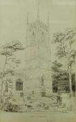 CHARLES WICKS "Wotton under Edge church Gloucestershire" pen and ink and wash signed lower right