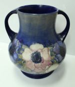 A Moorcroft vase of baluster form with open handles,