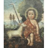 LATE 19TH CENTURY CUZCO SCHOOL "Saint Christopher" oil on canvas unsigned