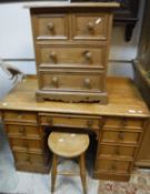 A Victorian satin wood walnut veneered double pedestal desk,