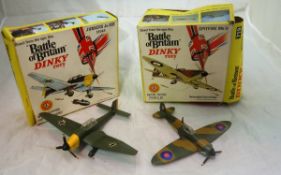 A Dinky Toys Spitfire mark II (719) together with a Dinky Toys Junkers JU87B Stuka (721) both from