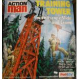 An Action Man Training Tower with escape slide and crane, boxed,