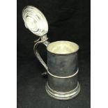 A 19th Century Sheffield plated tankard of tapering form with domed lid by N Smith & Co.