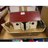A scratch-built painted wooden Noah's Ark and collection of various animals