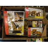 A boxed collection of Joal Compact die-cast metal vehicles including Digging crane, Snow plough,