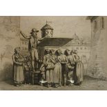 Early 19th Century ITALIAN SCHOOL "La Lanterna Magica" study of figures with a magic lantern and