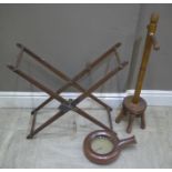 A late 19th/early 20th century brass mounted wooden mill wool winder;