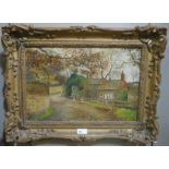 Arthur Ellis - rural scene with cottage oil on board signed and dated 1922 to lower right,