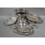 A quantity of silver plated ware including a pedestal fruit bowl,