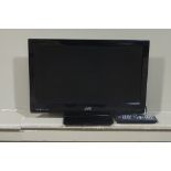 A JVC model LT-22DD22J colour television receiver and DVD player with remote control