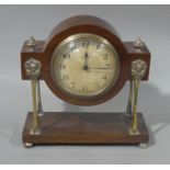 An Edwardian mahogany mantel clock by Haliwell of Colne the French drum movement with Arabic dial