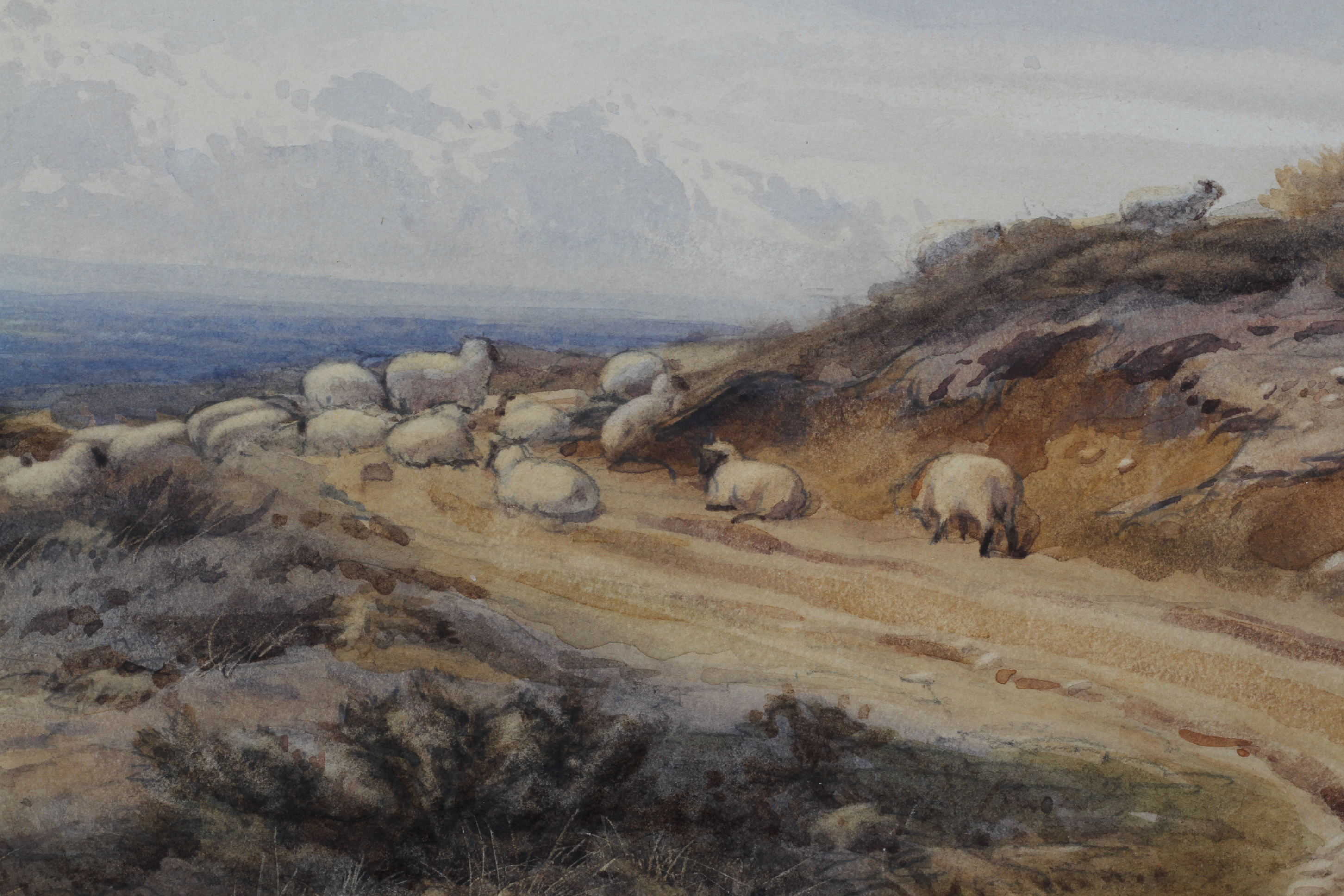 AUGUSTUS WALFORD WEEDON (1838-1908) Leith Hill, Surrey, sheep on a moorland track, watercolour, - Bild 2 aus 3