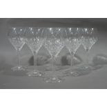 A set of six Stewart Crystal wine glasses,