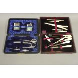 Two manicure sets one of ivory bone and ivorine,