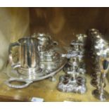 A collection of silver plated ware including, a two handled tray,