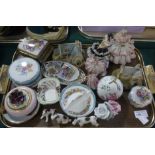 A small quantity of encrusted crinoline porcelain flower encrusted ornaments,