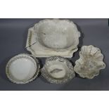 A small quantity of 18th century creamware including square tray,