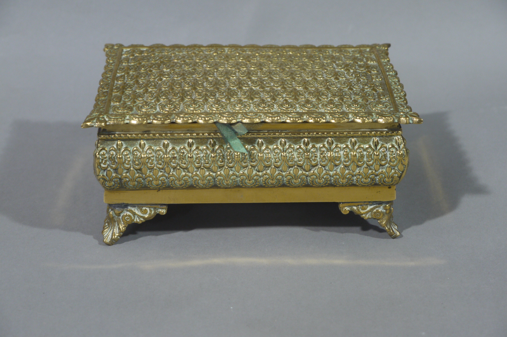 A brass casket, rectangular,