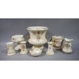 A quantity of Crown Devon Fielding's ware including large two handled waisted campana shaped urn,