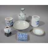 A small quantity of Chinese blue and white Republic period porcelain including two brush pots,