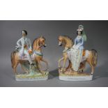 A pair of Staffordshire flat back figures of Prince and Princess of Wales,